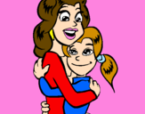 Desenho Mãe e filha abraçaram pintado por jackson214
