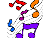 Desenho Notas na escala musical pintado por Rosangela
