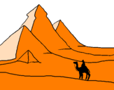 Desenho Paisagem com pirâmides pintado por lele