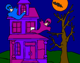 Desenho Casa do terror pintado por catarina