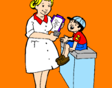 Desenho Enfermeira e menino pintado por Rita