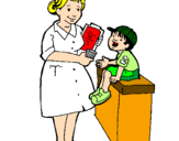 Desenho Enfermeira e menino pintado por dri