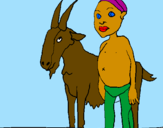 Desenho Cabra e criança africana pintado por THIAGO