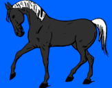 Desenho Cavalo com a pata levantada pintado por eva