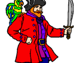 Desenho Pirata com um papagaio pintado por margarida