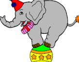 Desenho Elefante em cima de uma bola pintado por joao victor