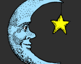 Desenho Lua e estrela pintado por anónimo