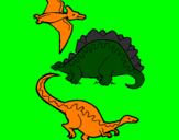 Desenho Três classes de dinossauros pintado por tiago