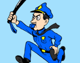 Desenho Polícia a correr pintado por gmd