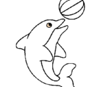 Desenho Golfinho a jogar com uma bola pintado por julia
