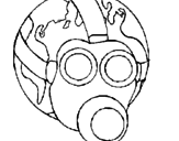 Desenho Terra com máscara de gás pintado por jhgfjh