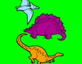 Desenho Três classes de dinossauros pintado por rpm