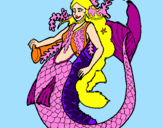 Desenho Sereia com cabelo comprido pintado por lidiane