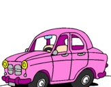 Desenho Carro de cidade pintado por carro rosa