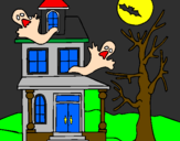 Desenho Casa do terror pintado por jessica s f