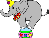 Desenho Elefante em cima de uma bola pintado por elefante limduxinho