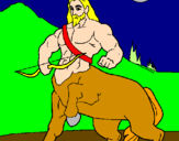 Desenho Centauro com arco pintado por judoca
