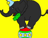 Desenho Elefante em cima de uma bola pintado por juju