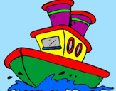 Desenho Barco no mar pintado por Dé