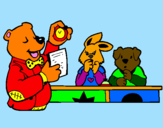 Desenho Professor urso e seus alunos pintado por Princesa