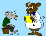 Desenho Doutor e paciente rato pintado por Lar e hotelaria REVOLUÇÃO