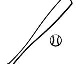 Desenho Bastão de basebol e bola pintado por Sara