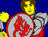Desenho Cavaleiro com escudo de leão pintado por diogo reis