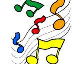 Desenho Notas na escala musical pintado por alci