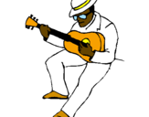 Desenho Guitarrista com chapéu pintado por witor