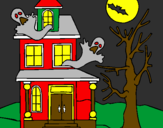 Desenho Casa do terror pintado por lucas