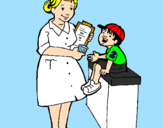 Desenho Enfermeira e menino pintado por Drica