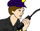 Desenho Polícia com um walkie pintado por Raquel