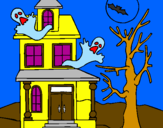 Desenho Casa do terror pintado por aline