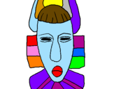 Desenho Máscara africana pintado por colorido