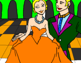 Desenho Princesa e príncipe no baile pintado por kelly