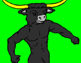 Desenho Cabeça de búfalo pintado por homem que tem chivre