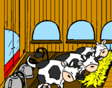 Desenho Vacas no estábulo pintado por rafaela