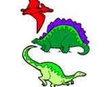 Desenho Três classes de dinossauros pintado por DIOGO TRIANOSKI