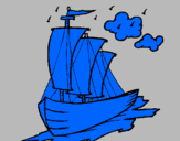Desenho Barco veleiro pintado por Davi G R