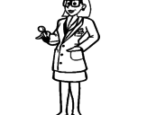 Desenho Doutora com óculos pintado por Bruna