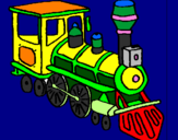 Desenho Comboio pintado por trenzinho