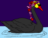 Desenho Cisne com flores pintado por fabio
