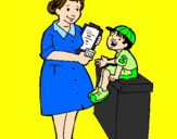 Desenho Enfermeira e menino pintado por Minca