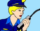 Desenho Polícia com um walkie pintado por Enzo