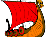 Desenho Barco viking pintado por lia