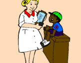 Desenho Enfermeira e menino pintado por helen
