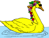 Desenho Cisne com flores pintado por Cristina