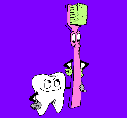 Desenho Dentes e escova de dentes pintado por geovânia