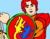 Desenho Cavaleiro com escudo de leão pintado por romario