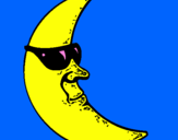 Desenho Lua com óculos de sol pintado por DENLSINHO